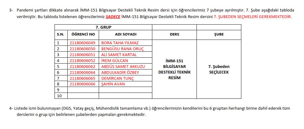 Ders Şeçimi 3